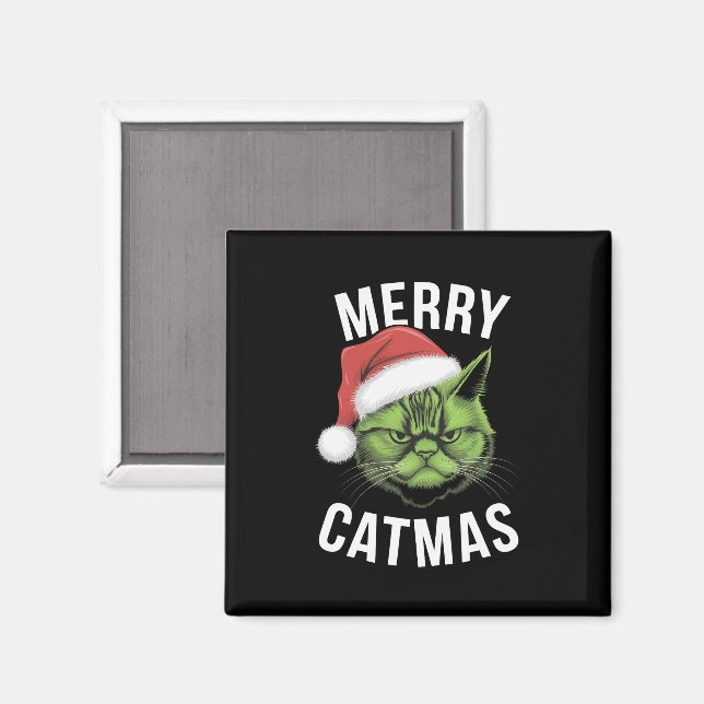 Imán Navidades de Amantes del Gato de Merry Catmas dive (Anverso/Reverso)