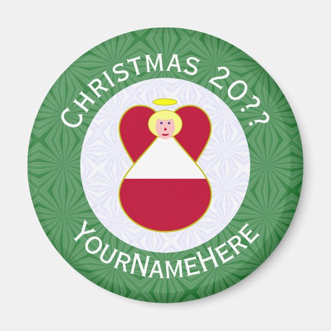 Imán Navidades de Angel de Bandera Austríaca Personaliz (Frente)