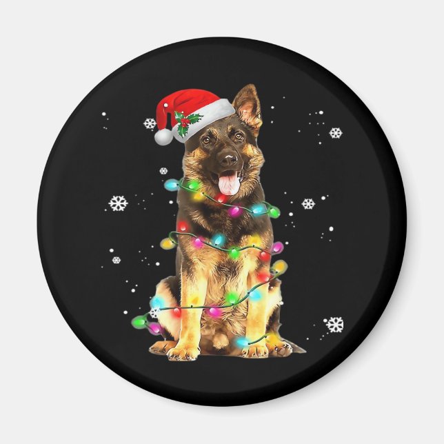 Imán Navidades de árbol de pastores alemanes dulces nav (Frente)