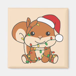 Imán Navidades de ardilla Animales de Invierno Vacacion