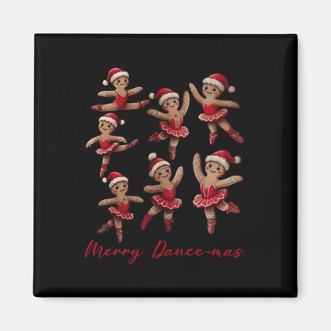Imán Navidades de ballet de bailarinas Gingerbread (Frente)