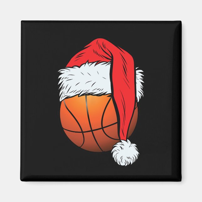 Imán Navidades de baloncesto Ball Santa Hat Xmas (Frente)
