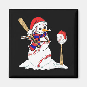 Imán Navidades de béisbol Snowman jugando al béisbol
