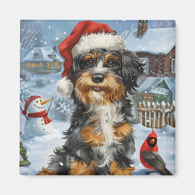 Imán Navidades de Bernedoodle Dog Winter Wonderland (Frente)