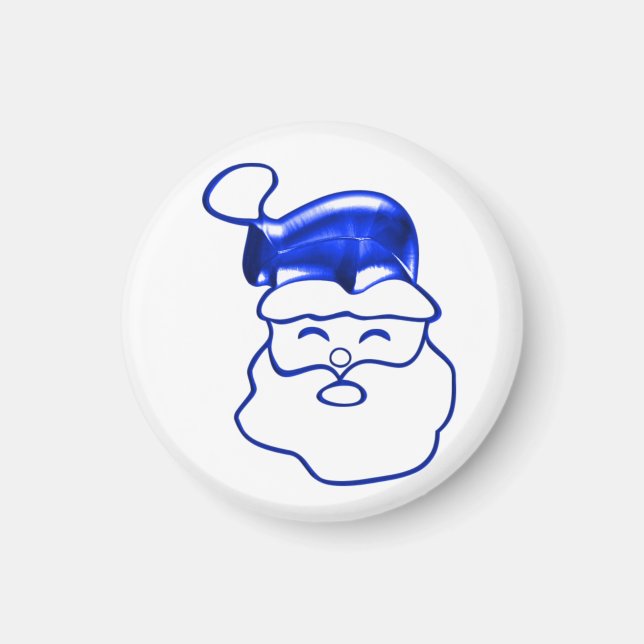 Imán Navidades de Blue Metallic Santa Face (Frente)