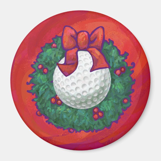 Imán Navidades de bolas de golf rojas (Frente)