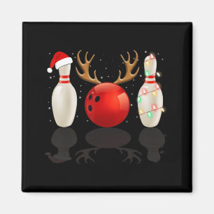 Imán Navidades de boliche divertidos Santa Hat Xmas Lig