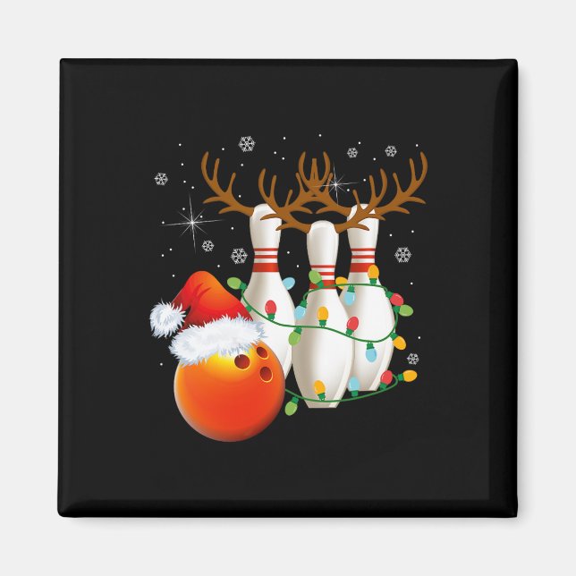 Imán Navidades de Bowling Gifts Bowling Santa Hat Chris (Frente)
