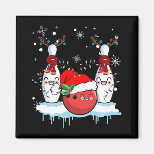 Imán Navidades de Bowling para renos en Santa Hat
