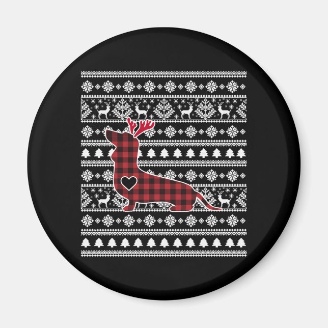 Imán Navidades de búfalos de la placa roja de perro de  (Frente)