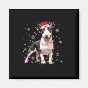 Imán Navidades de Bull Terrier Sweater Dog Xmas Luces T