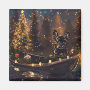 Imán Navidades de Bulldog de Francia disfrutan de un vi