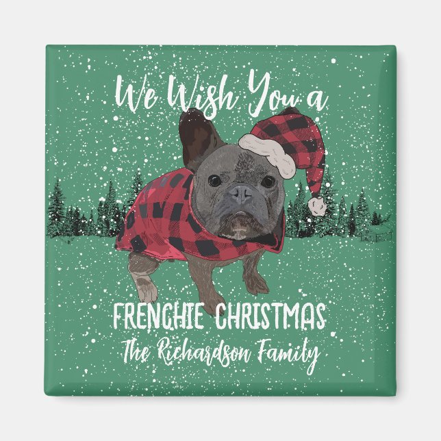 Imán Navidades de Bulldog franceses personalizan a perr (Frente)
