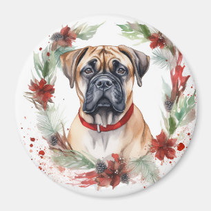Imán Navidades de bullmastiff Wreath Festimes Pup