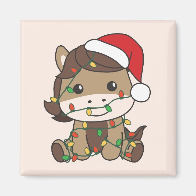 Imán Navidades de caballos Animales de invierno (Frente)