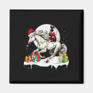 Imán Navidades de caballos de Santa Dobermann