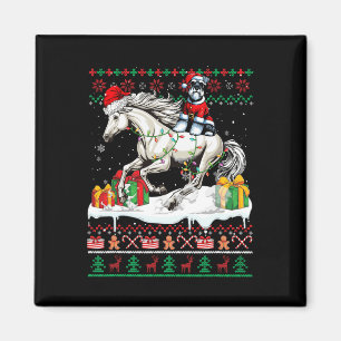 Imán Navidades de caballos de Santa Schnauzer Riding Sw