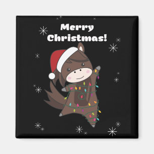 Imán Navidades de caballos Pony Niegan a los animales d