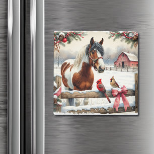 Imán Navidades de caballos y cardenales de Pinto
