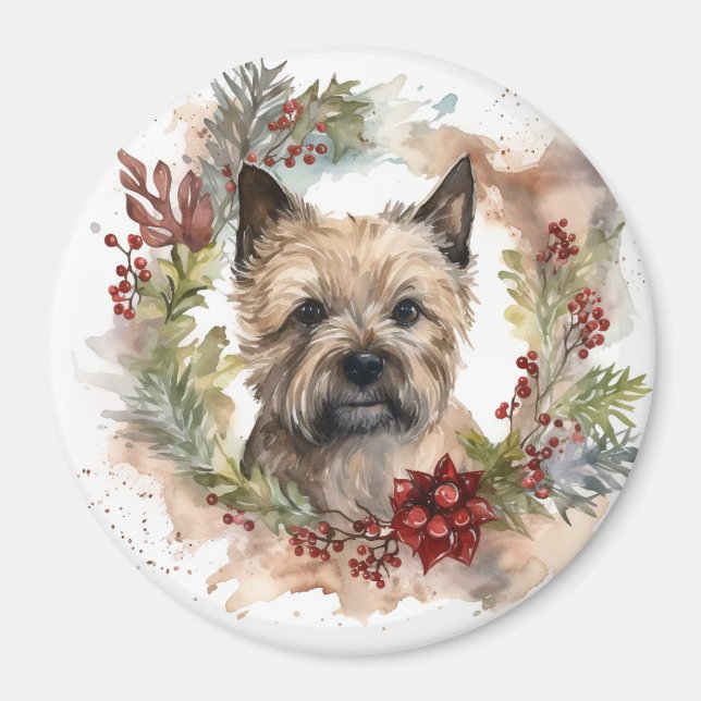 Imán Navidades de Cairn Terrier en una presentación fes (Frente)