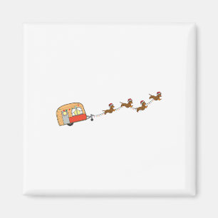 Imán Navidades de Camper Van Dachshund Sleigh Doxie Dog