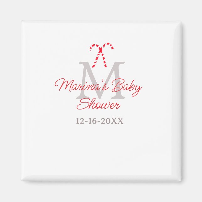 Imán Navidades de caña de caramelo para bebés monograma (Frente)