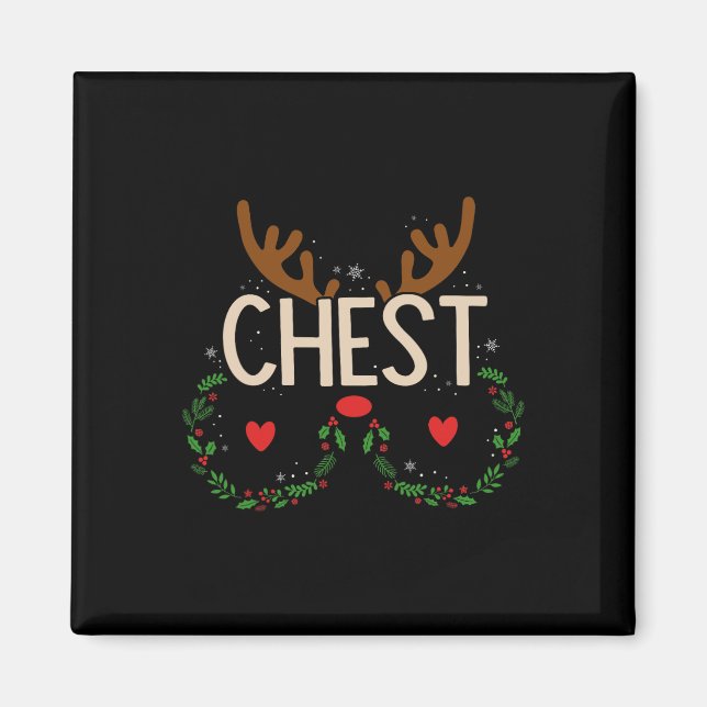 Imán Navidades de castañas de pecho de reno que coincid (Frente)