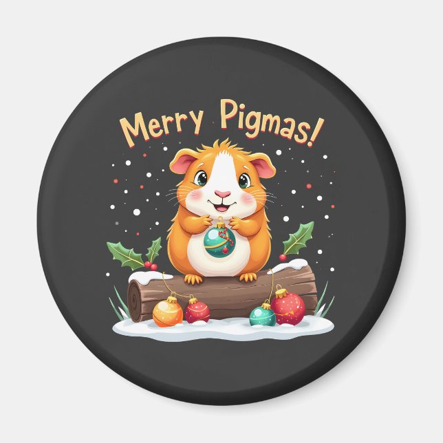 Imán Navidades de Cerdo de Merry Pigmas Guinea (Frente)