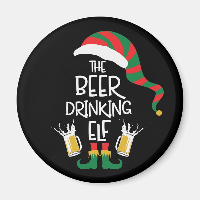 Imán Navidades de cerveza Elf Funny Typography Holiday (Frente)