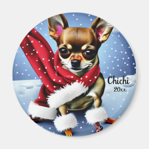 Imán Navidades de Chihuahua, perro de Santa