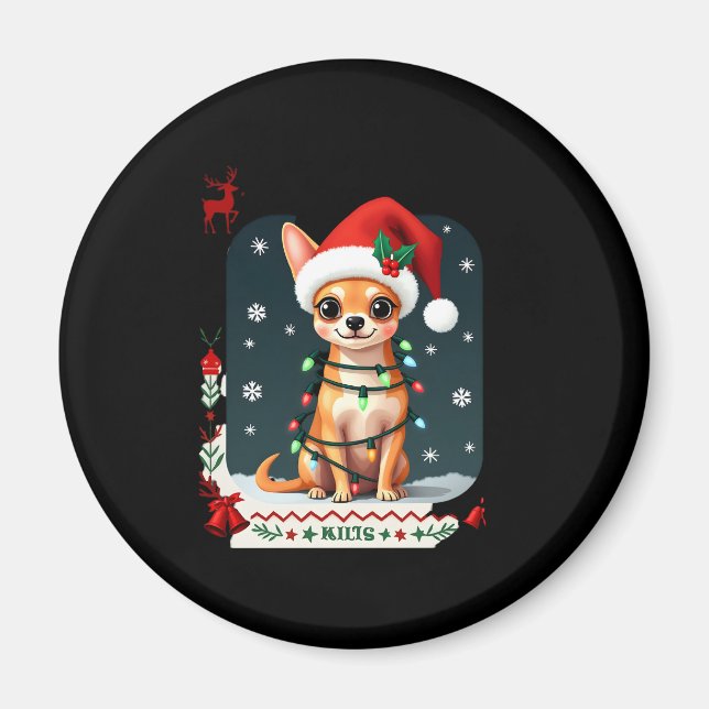 Imán Navidades de Chihuahua Perro Perro Sueño X (Frente)