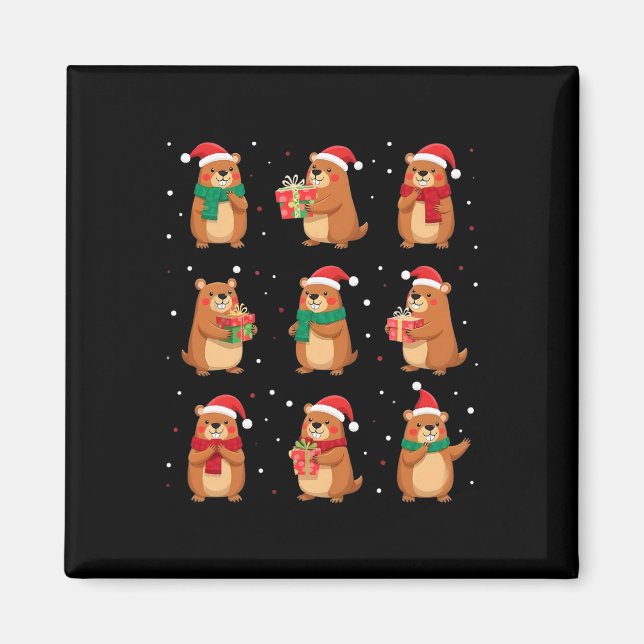 Imán Navidades de Chipre Santa Hat Funny Cypybara Lover (Frente)