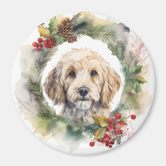 Imán Navidades de Cockapoo Cachorro festivo (Frente)