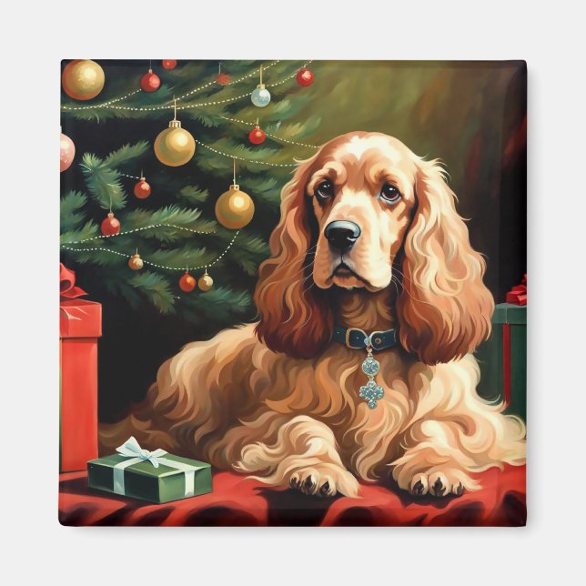 Imán Navidades de Cocker Spaniel (Frente)
