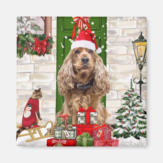 Imán Navidades de Cocker Spaniel Dog (Frente)