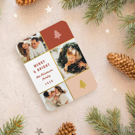 Imán Navidades de Collage de fotos Pastel y Oro Moderno