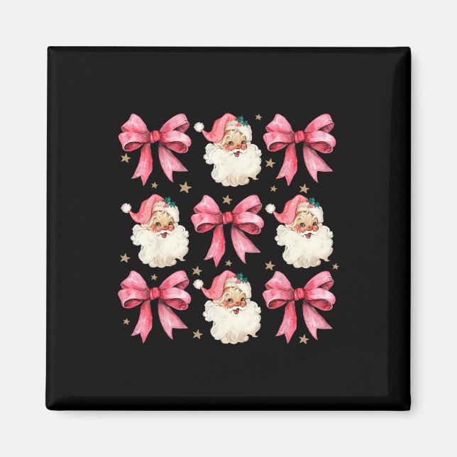 Imán Navidades de Coquette Rosa Bows Cute Santa Claus C (Frente)