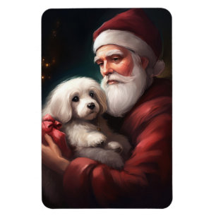 Imán Navidades De Cotton De Tulear Con Santa Claus