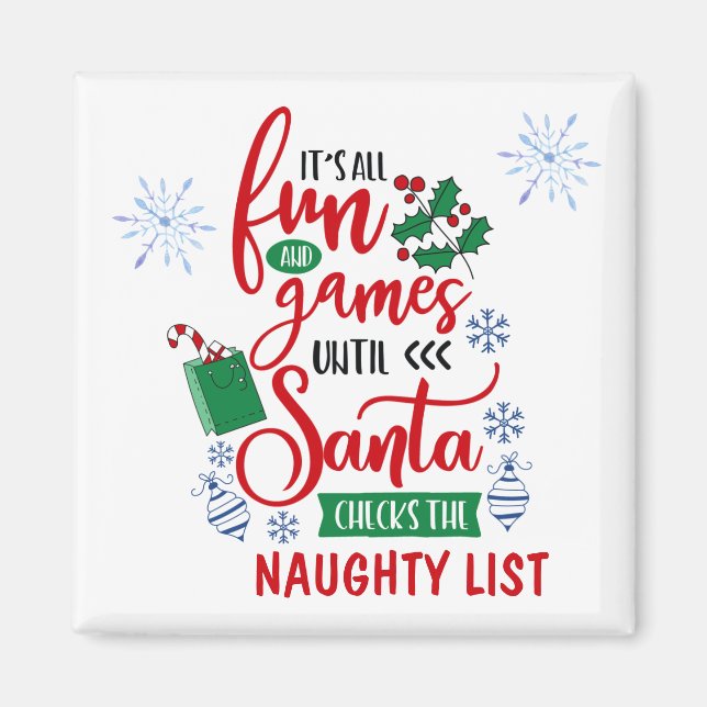 Imán Navidades de Cute Fun y Games Naughty List (Frente)