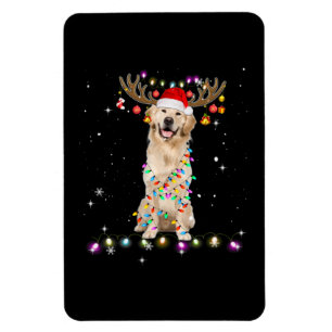 Imán Navidades de Cute Golden Retriever iluminan renos