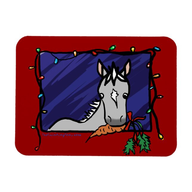 Imán Navidades de Cute Gray Pony (Horizontal)