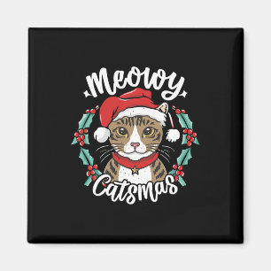 Imán Navidades de Cute Kitten Santa Hat Meowy Catmas Ho