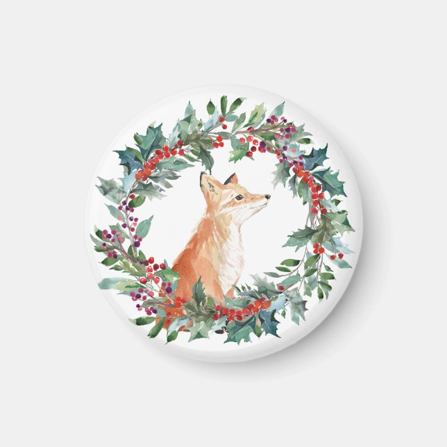 Imán Navidades de Cute Woodland Fox (Frente)