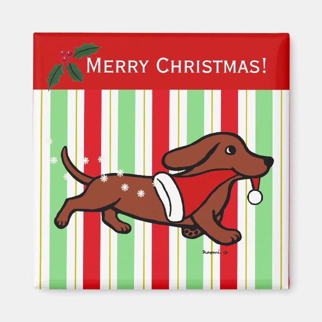 Imán Navidades de Dachshund Personalizado Snowflakes (Frente)
