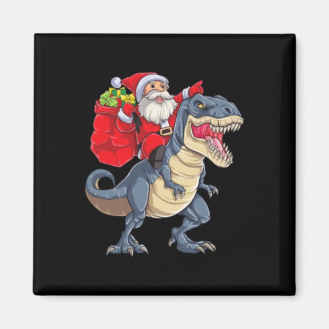 Imán Navidades de Dinosaur T Rex Santa Boys Chicas Navi (Frente)
