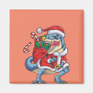 Imán Navidades de Dinosaurios Hombres Santa Claus T rex