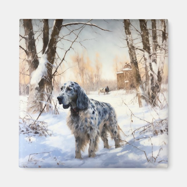 Imán Navidades de English Setter Let It Snow (Frente)