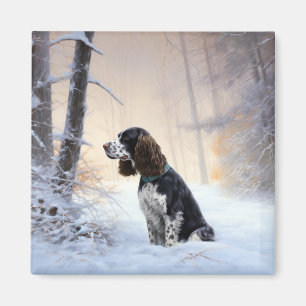 Imán Navidades de English Springer Spaniel Let It Snow