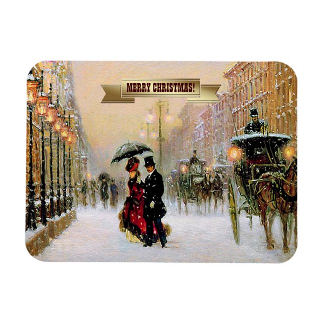Imán Navidades de escenas parisinas de época regalan im (Horizontal)