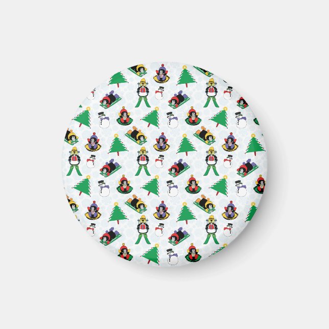 Imán Navidades de esquí de pingüino (Frente)